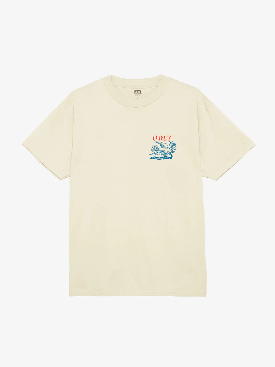 OBEY PEACE DELIVERY DOVE CLASSIC T-SHIRT CREAM