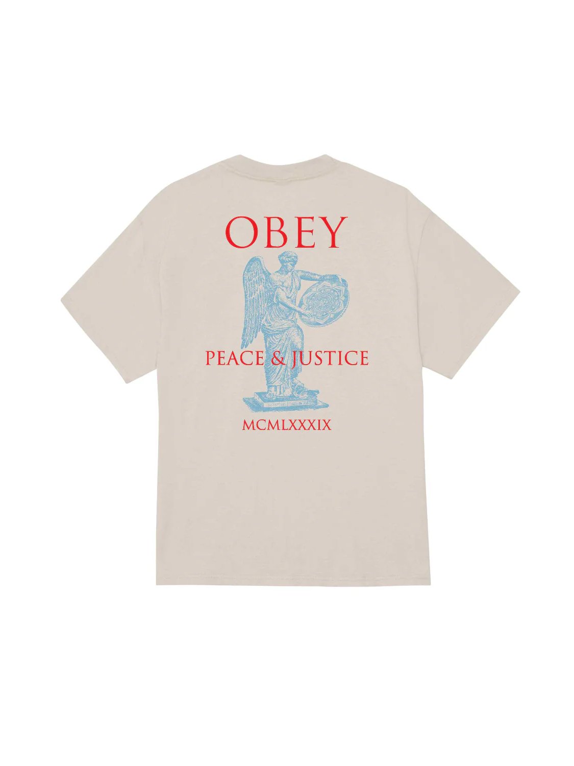OBEY PEACE & JUSTICE STATUE T-SHIRT SILVER GREY