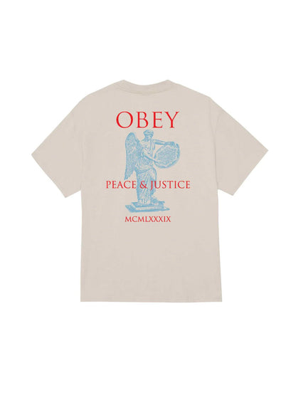 OBEY PEACE & JUSTICE STATUE T-SHIRT SILVER GREY