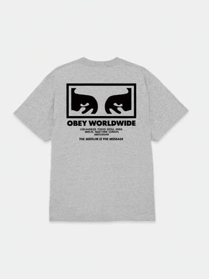 OBEY THE MEDIUM IS THE MESSAGE T-SHIRT HEATHER GREY