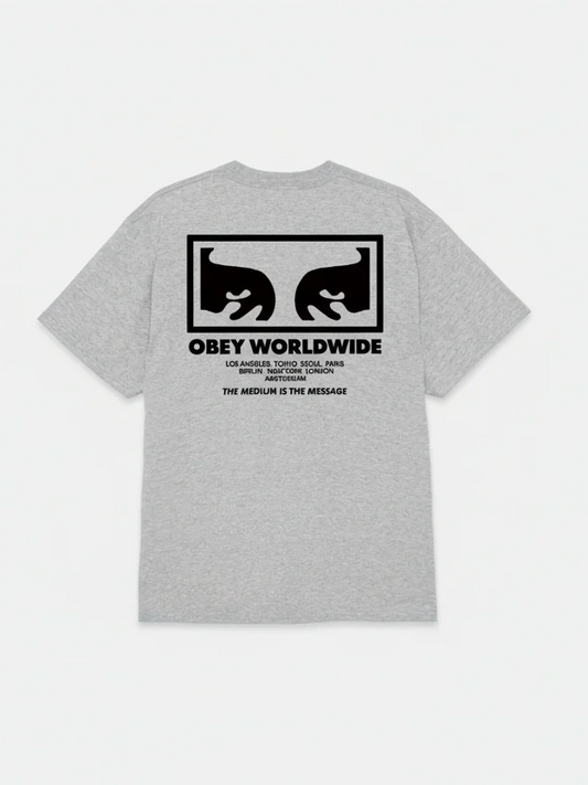 OBEY THE MEDIUM IS THE MESSAGE T-SHIRT HEATHER GREY