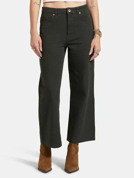 BRIXTON MARGO CROPPED 5 POCKET PANT WASHED BLACK 