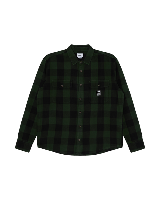 OBEY JONES WOVEN SHIRT KOMBU GREEN 