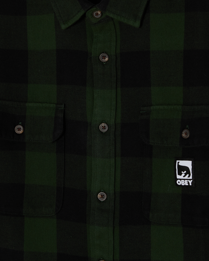 OBEY JONES WOVEN SHIRT KOMBU GREEN