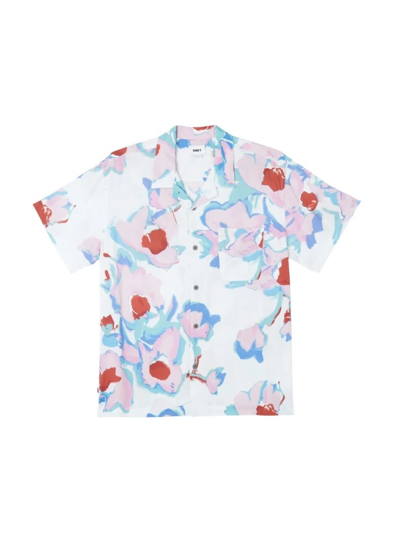 OBEY ACRYLIC FLOWER S/S WOVEN CREAM MULTI 