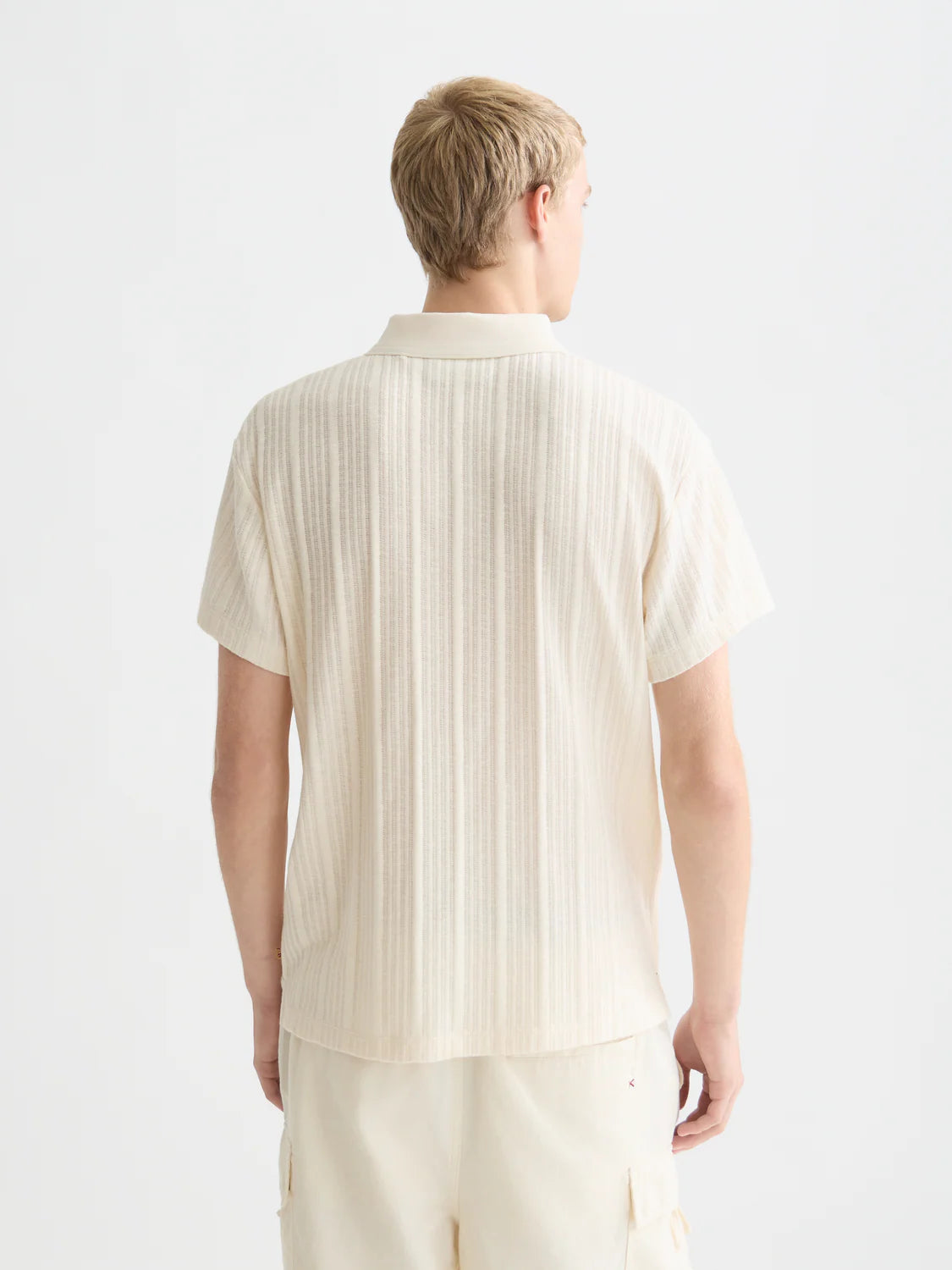 S&S STRUCTURED RIBBED RELAXED FIT POLO EGGNOG 