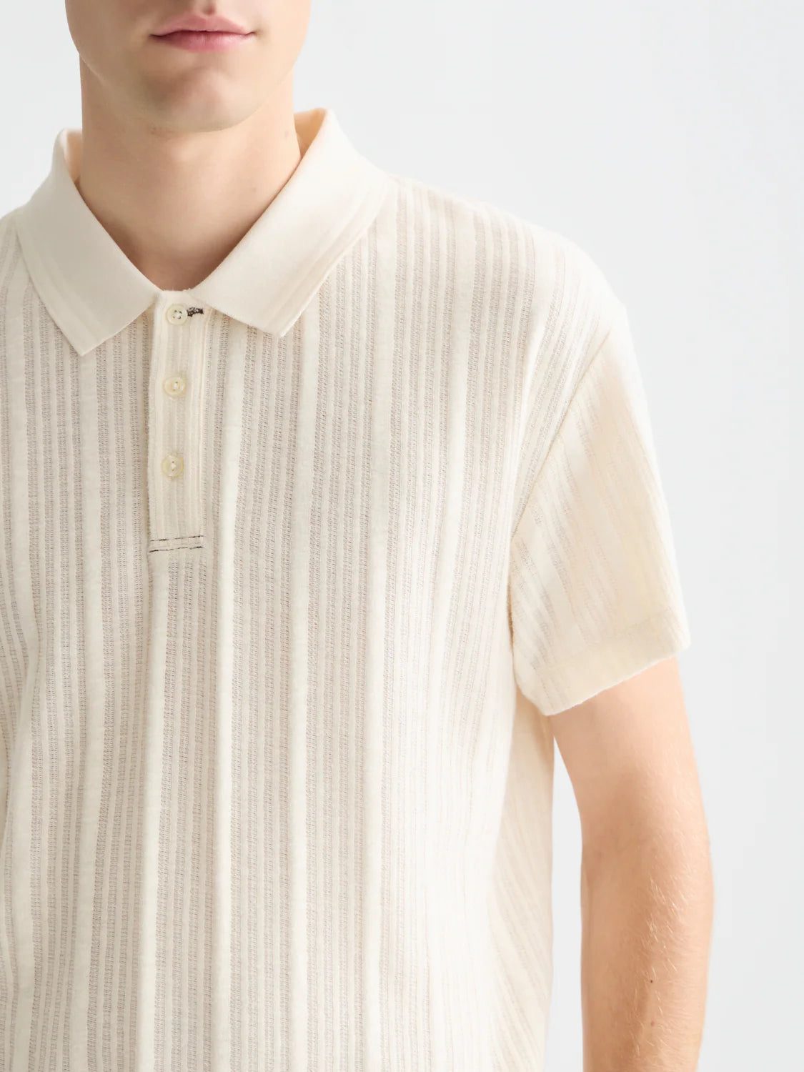S&S STRUCTURED RIBBED RELAXED FIT POLO EGGNOG 