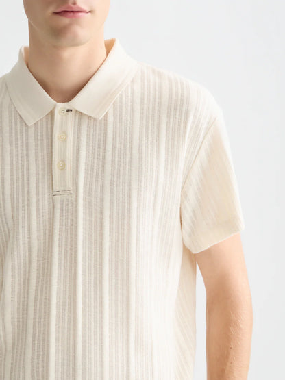 S&S STRUCTURED RIBBED RELAXED FIT POLO EGGNOG 