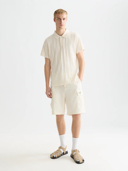 S&S STRUCTURED RIBBED RELAXED FIT POLO EGGNOG 