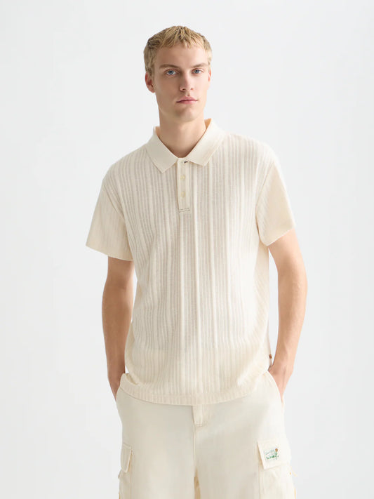 S&S STRUCTURED RIBBED RELAXED FIT POLO EGGNOG 