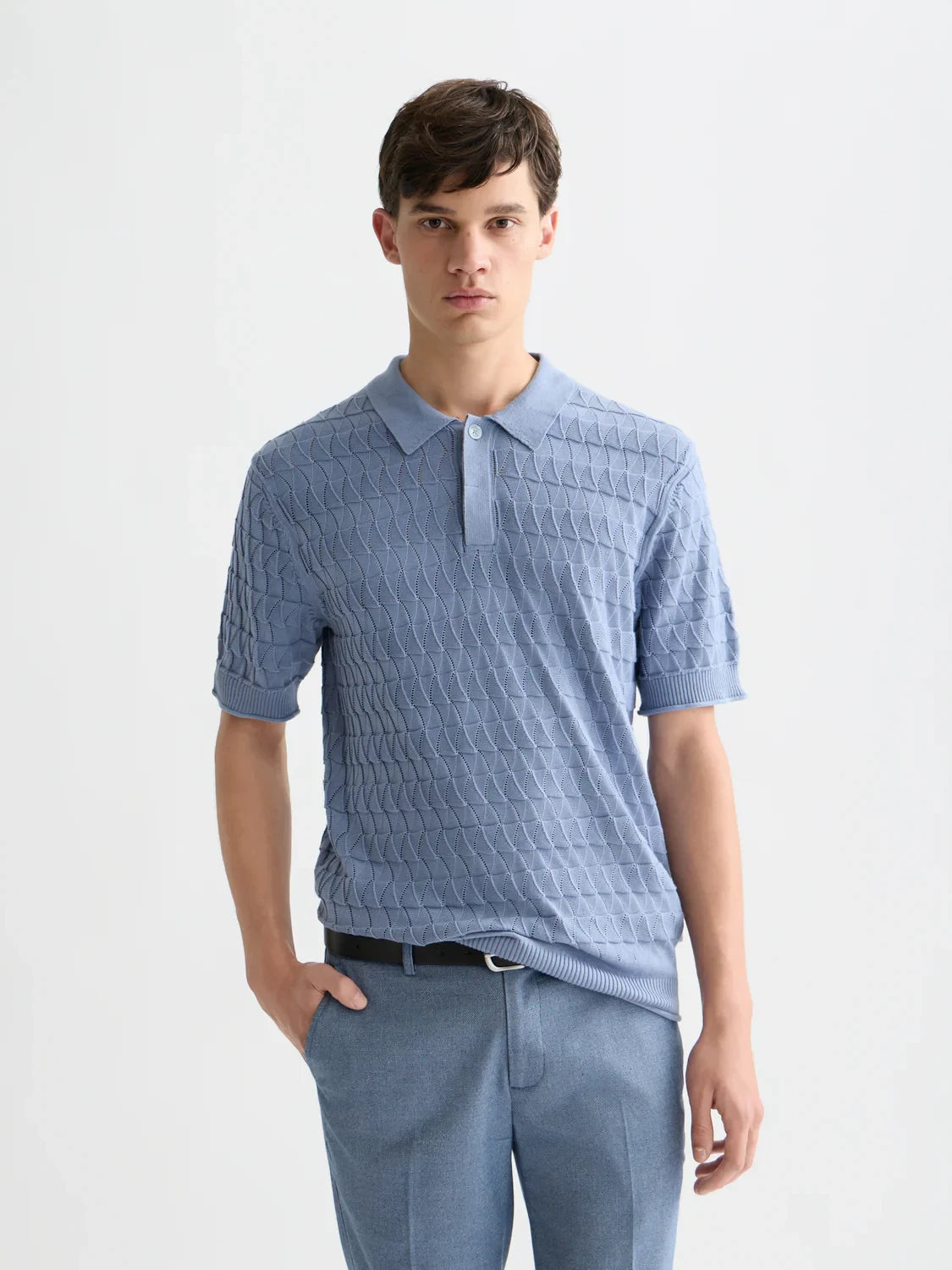 S&S POINTELLE KNIT REGULAR FIT POLO INFINITY 