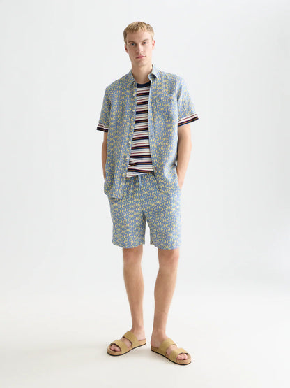 PRINTED LINEN REGULAR FIT SHIRT