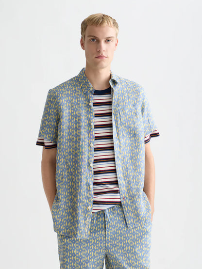 PRINTED LINEN REGULAR FIT SHIRT