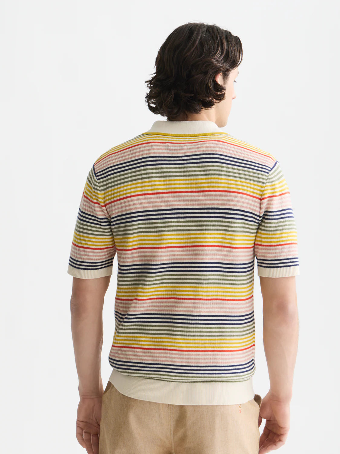 S&S STRIPED STRUCTURED KNITTED REGULAR-FIT POLO MULTI 