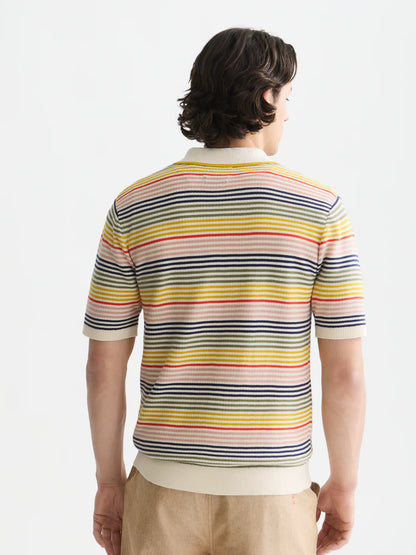 S&S STRIPED STRUCTURED KNITTED REGULAR-FIT POLO MULTI 