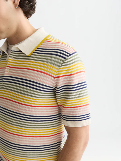 S&S STRIPED STRUCTURED KNITTED REGULAR-FIT POLO MULTI 