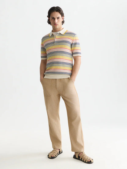 S&S STRIPED STRUCTURED KNITTED REGULAR-FIT POLO MULTI 