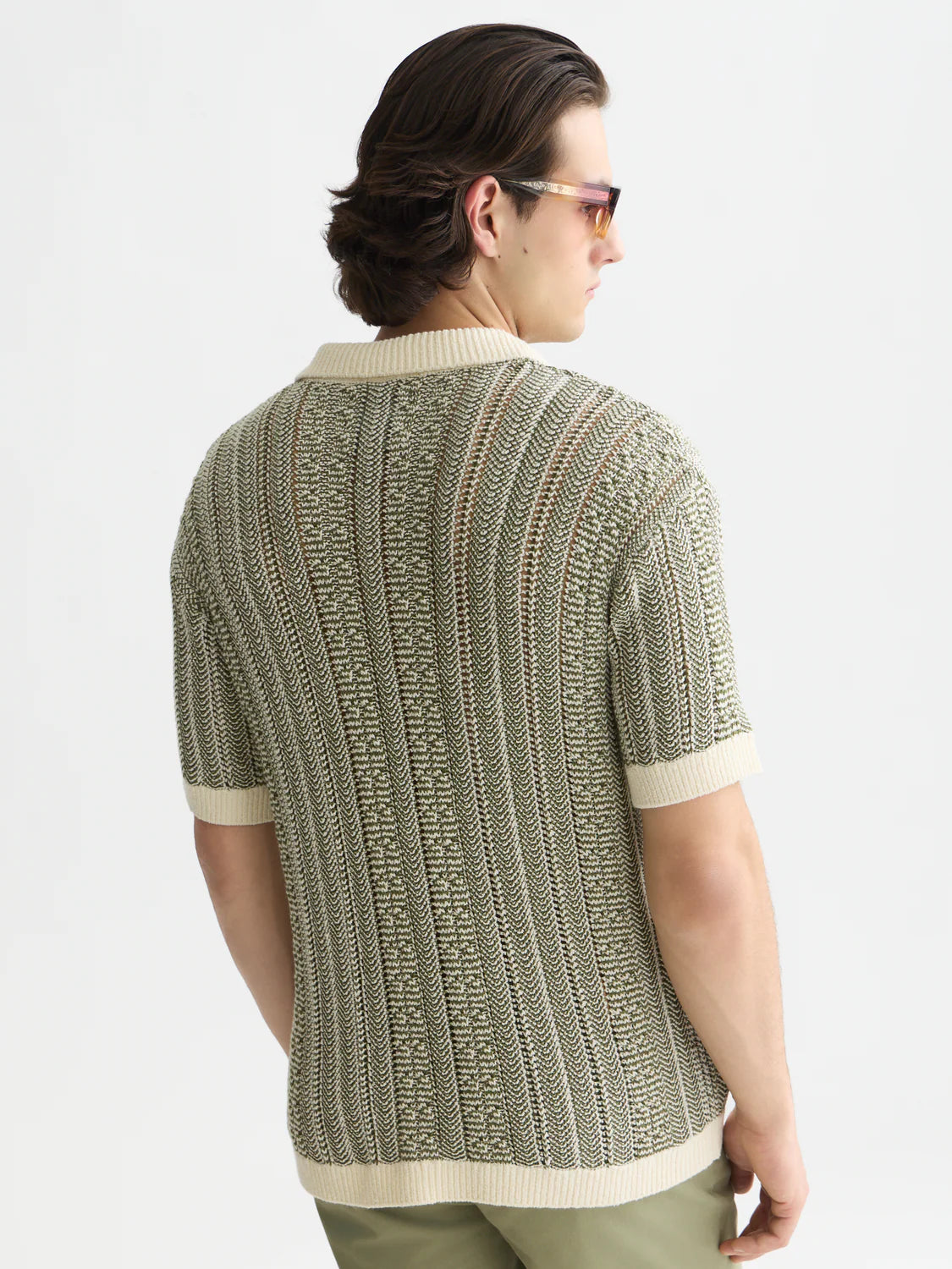 S&S MULTI STITCH DROPPED SHOULDER POLO EGGNOG MELANGE 