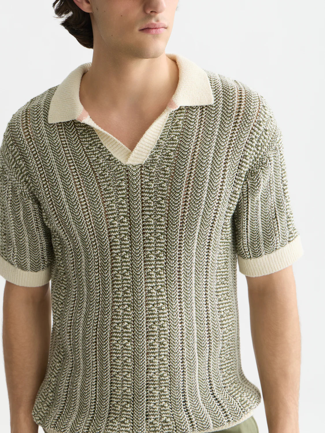 S&S MULTI STITCH DROPPED SHOULDER POLO EGGNOG MELANGE 