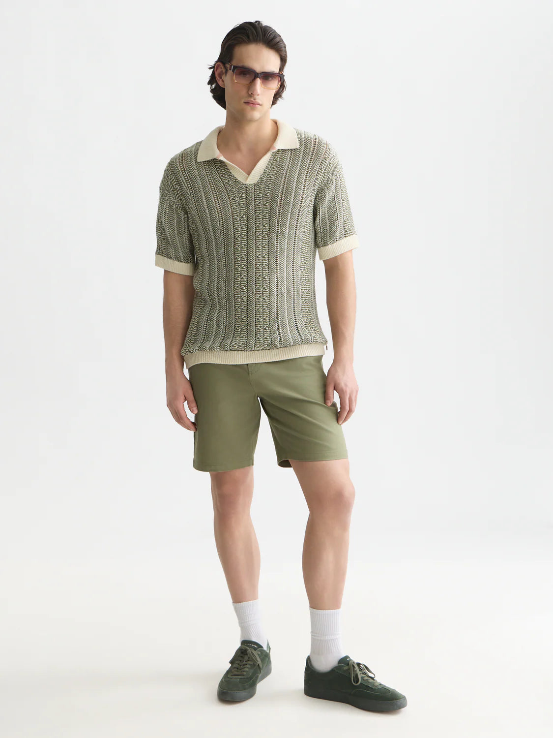 S&S MULTI STITCH DROPPED SHOULDER POLO EGGNOG MELANGE 