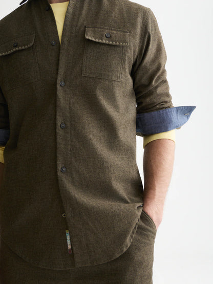 S&S MELANGE REGULAR FIT SHIRT FOREST NIGHT