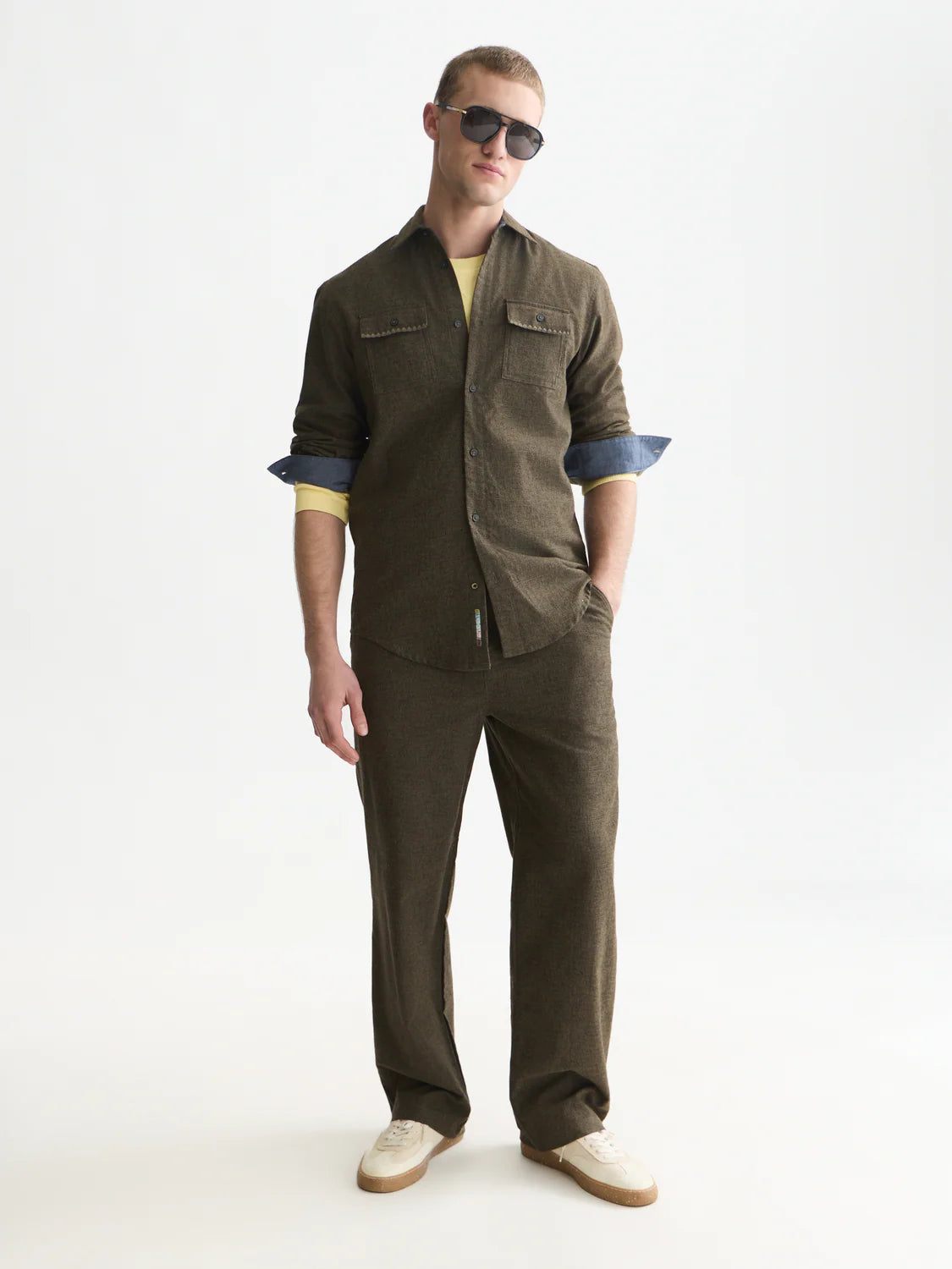 S&S MELANGE REGULAR FIT SHIRT FOREST NIGHT