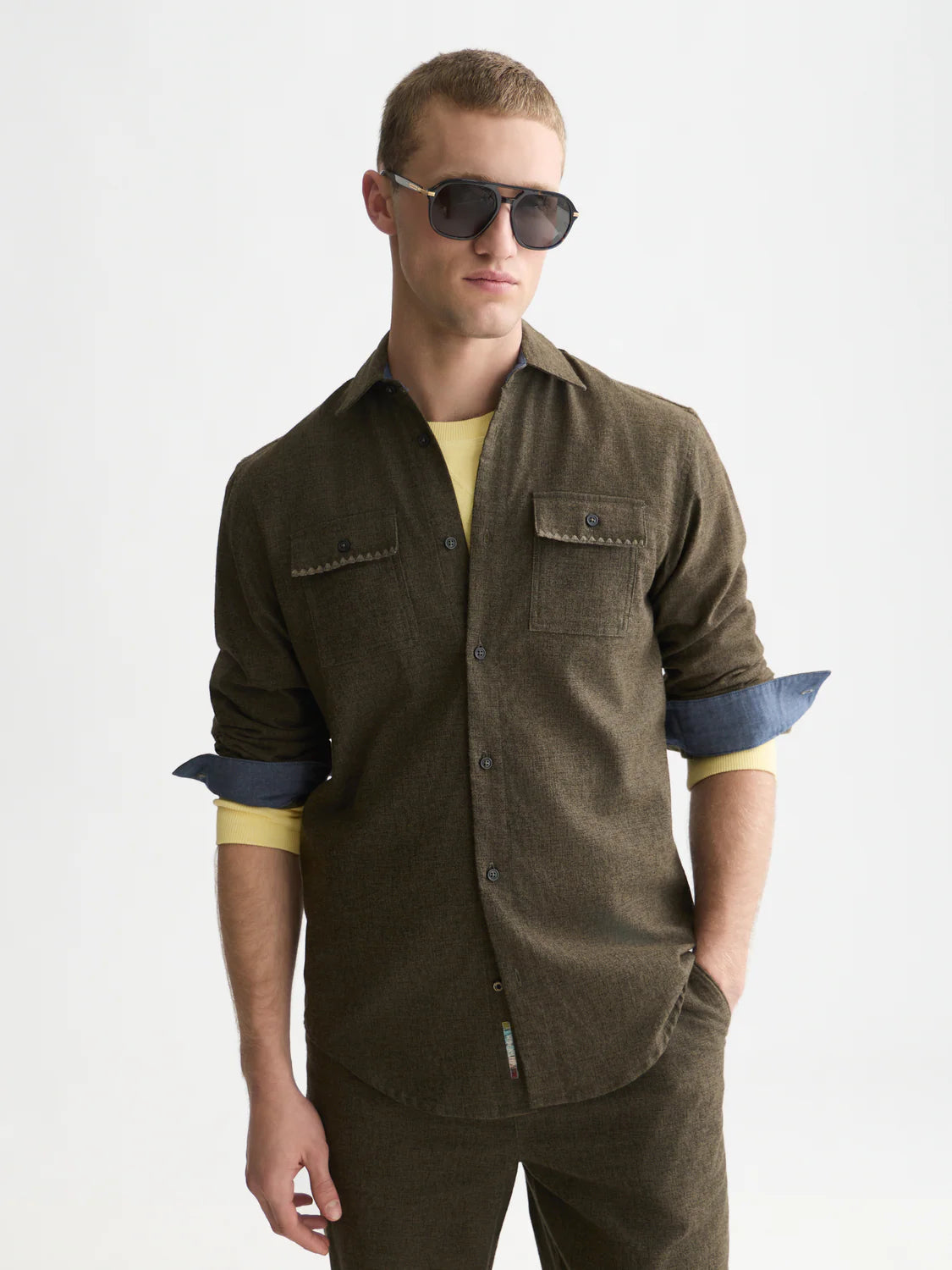 S&S MELANGE REGULAR FIT SHIRT FOREST NIGHT