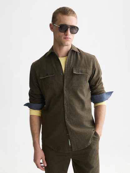 S&S MELANGE REGULAR FIT SHIRT FOREST NIGHT