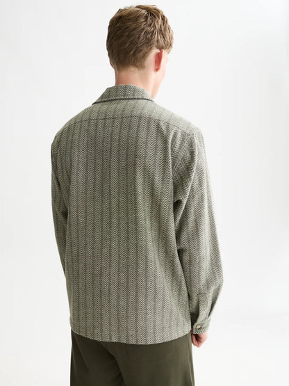 S&S JACQUARD RELAXED FIT SHIRT DARK FOREST 