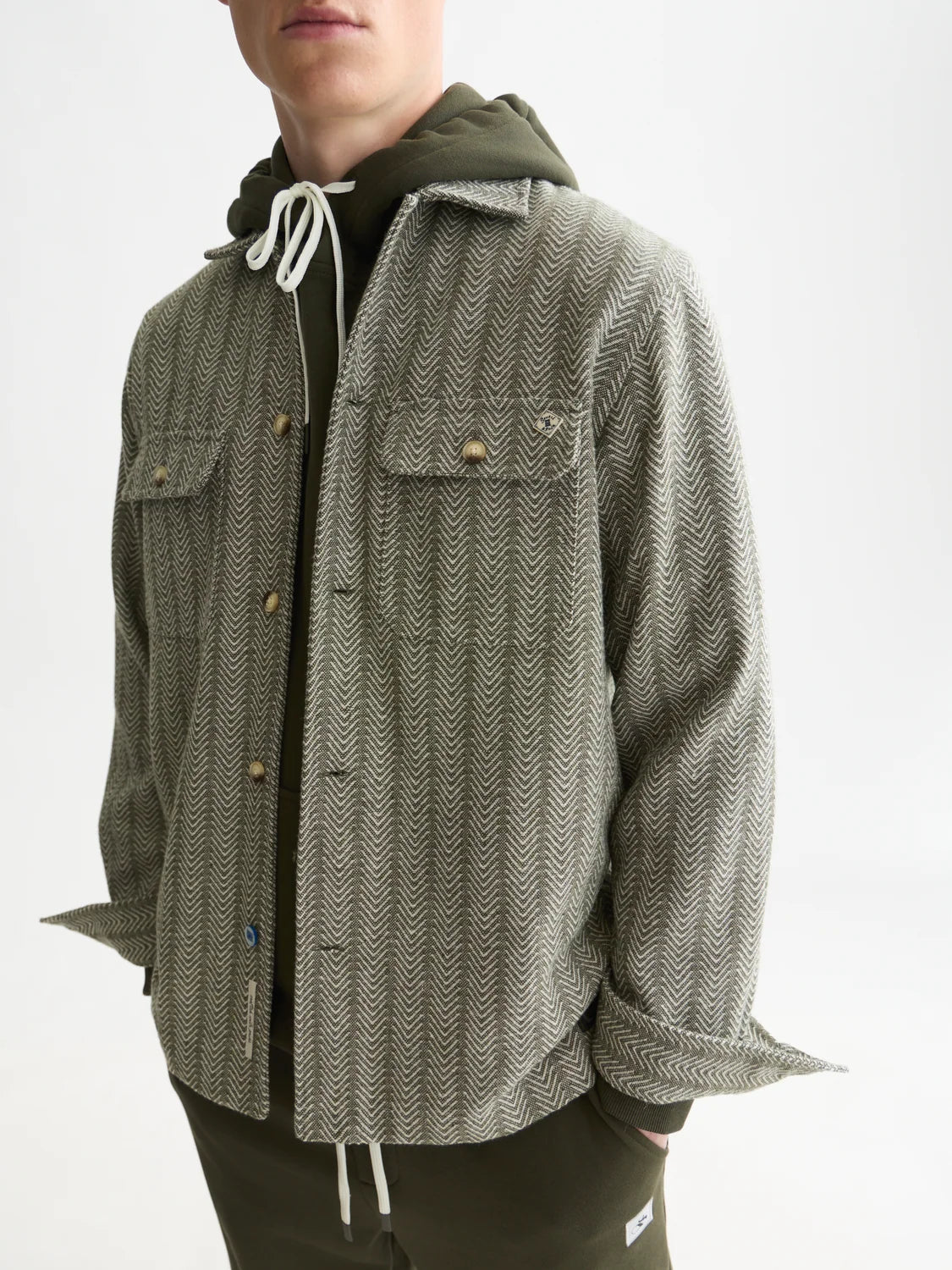 S&S JACQUARD RELAXED FIT SHIRT DARK FOREST 