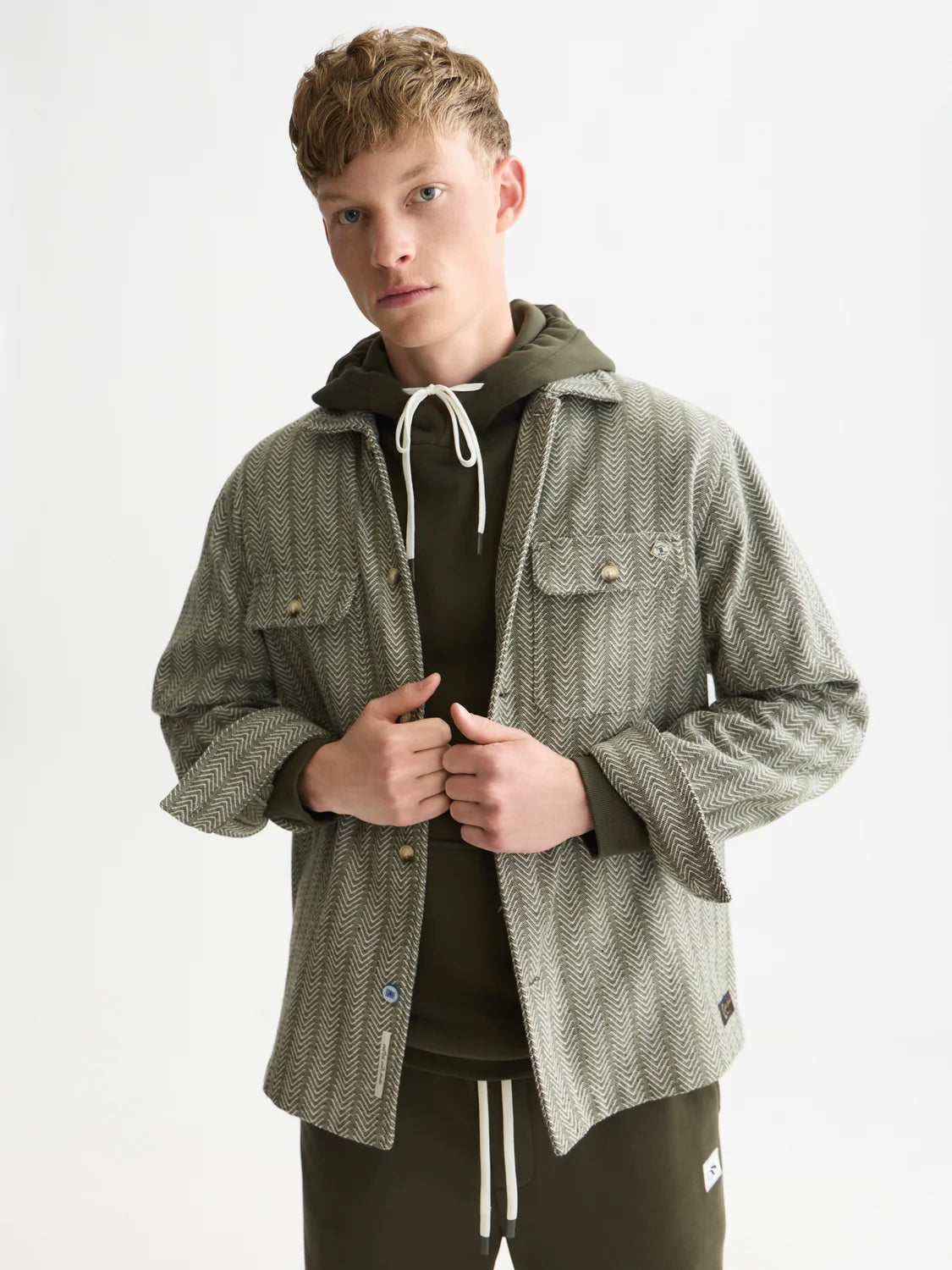 S&S JACQUARD RELAXED FIT SHIRT DARK FOREST 