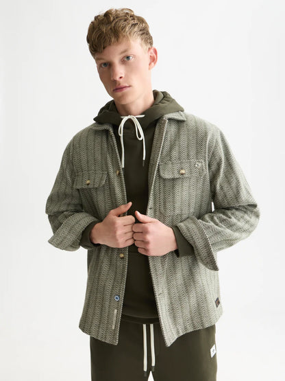 S&S JACQUARD RELAXED FIT SHIRT DARK FOREST 