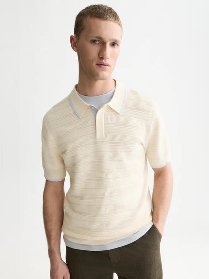 S&S STRUCTURED KNIT REGULAR FIT POLO EGGNOG