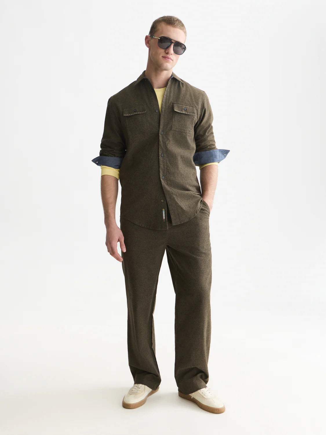 OTIS MELANGE COTTON BLEND PANT FOREST NIGHT 