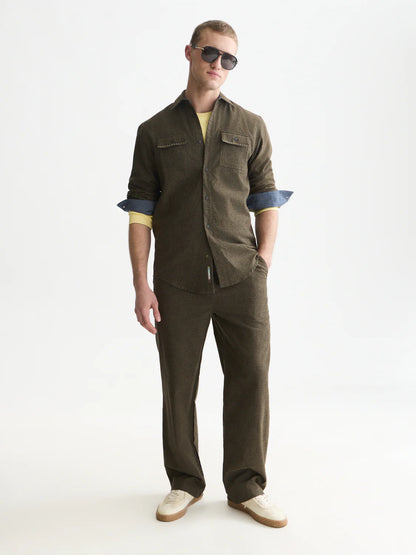 OTIS MELANGE COTTON BLEND PANT FOREST NIGHT 