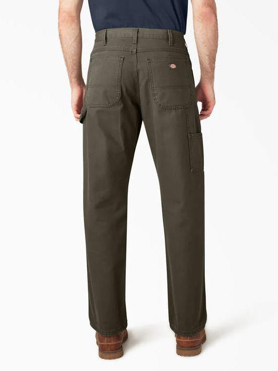 DICKIES RELAXED FIT DUCK UTILITY JEANS RINSED MOSS GREEN 