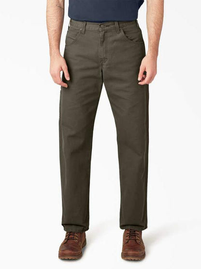 DICKIES RELAXED FIT DUCK UTILITY JEANS RINSED MOSS GREEN 