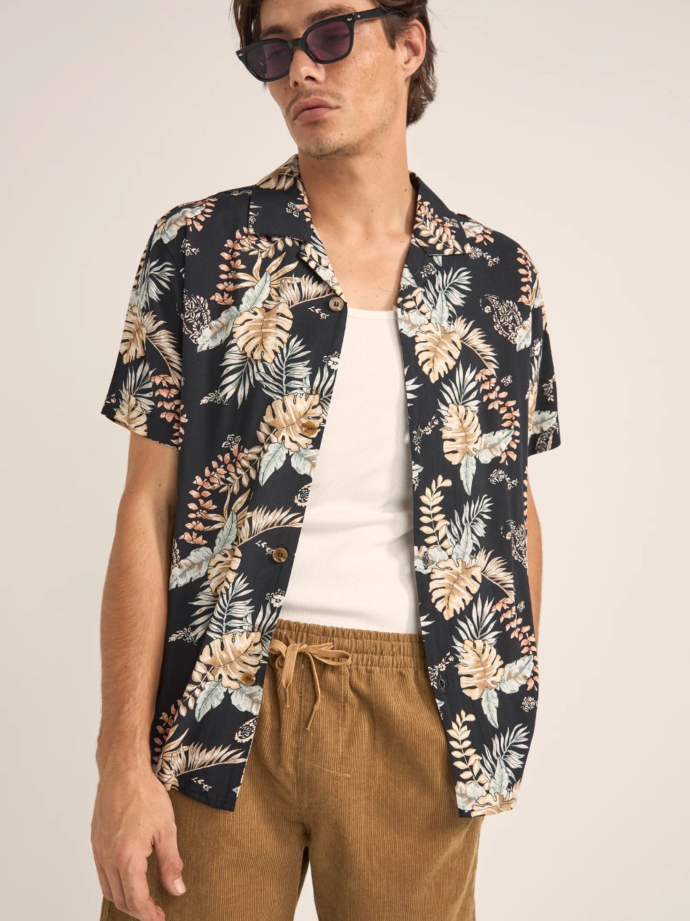 RHYTHM TROPICAL PAISLEY S/S SHIRT BLACK 