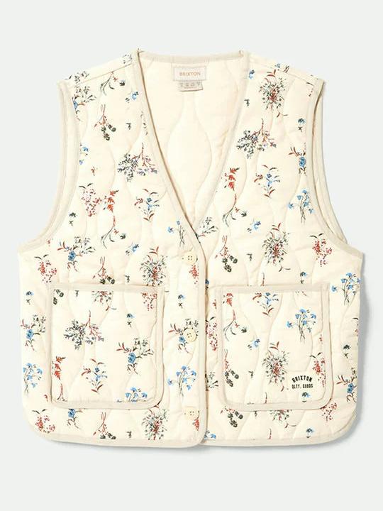 BRIXTON FIELD FLORAL QUILTED VEST WHITECAP/DITSY FLORAL