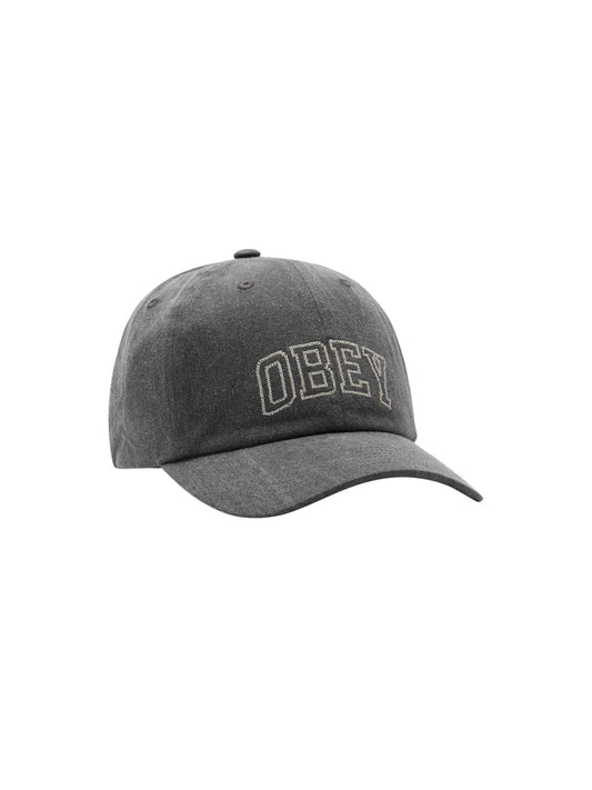 OBEY CROSS STITCH COLLEGIATE STRAP-BACK HAT WASHED BLACK 
