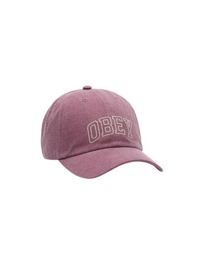 OBEY CROSS STITCH COLLEGIATE STRAP-BACK HAT WASHED BERRY