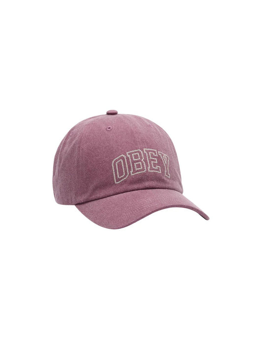 OBEY CROSS STITCH COLLEGIATE STRAP-BACK HAT WASHED BERRY