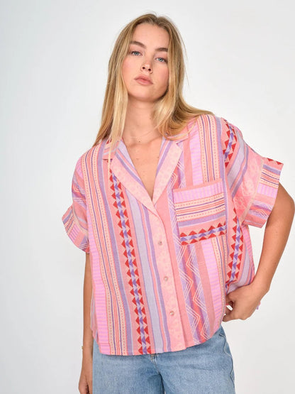 dRA BEXLEY TOP MULTI DESERT PINK 