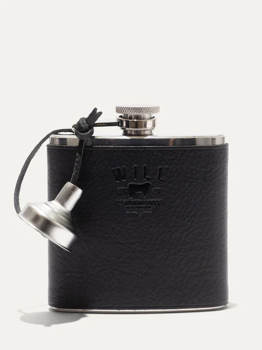 WILL LEATHER & STAINLESS STEEL FLASK BLACK