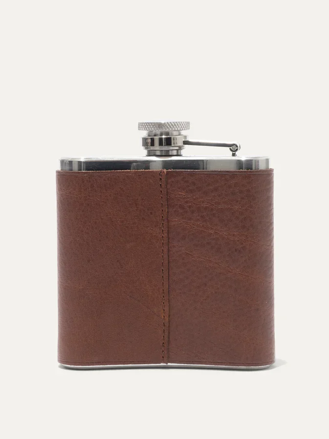 WILL LEATHER & STAINLESS STEEL FLASK BROWN
