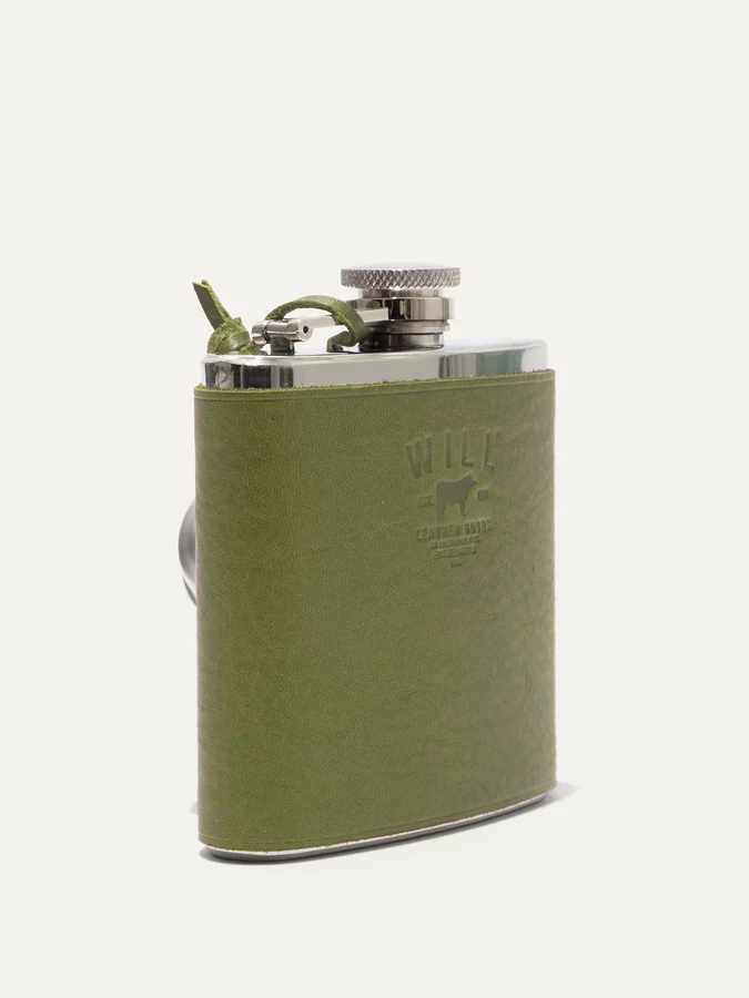 WILL LEATHER & STAINLESS STEEL FLASK SAGE