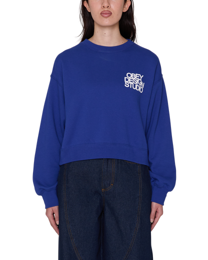 OBEY DESIGN STUDIO CROPPED SWEATSHIRT MAZARINE BLUE 