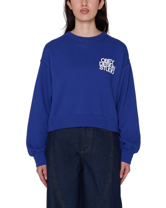 OBEY DESIGN STUDIO CROPPED SWEATSHIRT MAZARINE BLUE 
