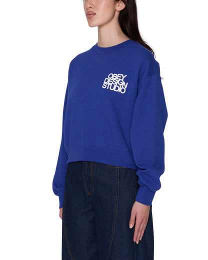 OBEY DESIGN STUDIO CROPPED SWEATSHIRT MAZARINE BLUE 