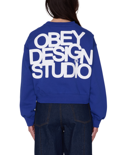 OBEY DESIGN STUDIO CROPPED SWEATSHIRT MAZARINE BLUE 